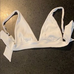 White ribbed triangle bikini top
